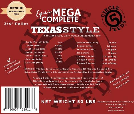 Show full view: Circle 5 Feeds EquiMega Texas Style Horse Feed, 50-lb bag slide 2 of 4