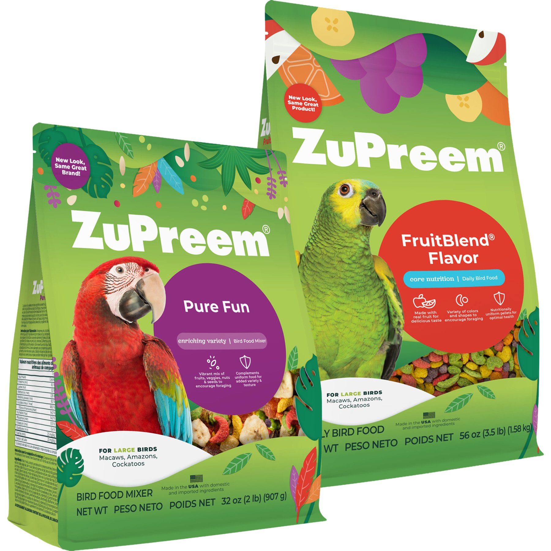 ZuPreem FruitBlend with Natural Fruit Flavors Daily + Pure Fun Large Bird Dry Food