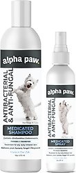 Alpha Paw Antibacterial & Antifungal Medicated Spray, 8-oz bottle + Antibacterial & Antifungal Medicated Dog & Cat Shampoo, 16-oz bottle