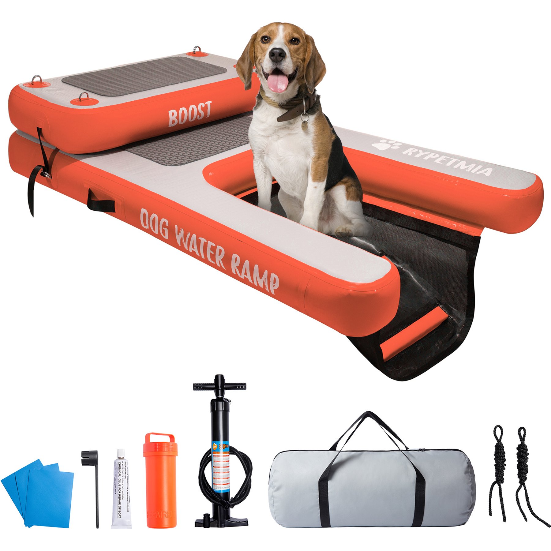 RYPetmia Double-Layer Inflatable Dog Climbing Ladder, Orange