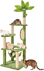 TSCOMON 55-in Plush Cat Tree with Hammock, Toy & Sisal Scratching Post, Green slide 1 of 7