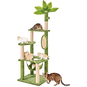 TSCOMON 55-in Plush Cat Tree with Hammock, Toy & Sisal Scratching Post