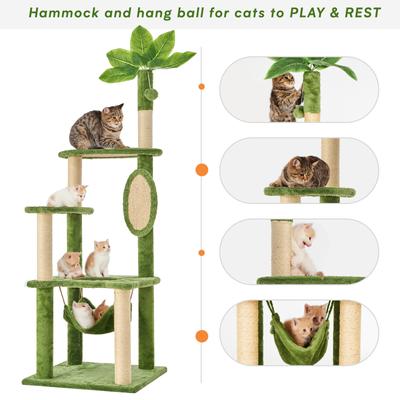 TSCOMON 55-in Plush Cat Tree with Hammock, Toy & Sisal Scratching Post