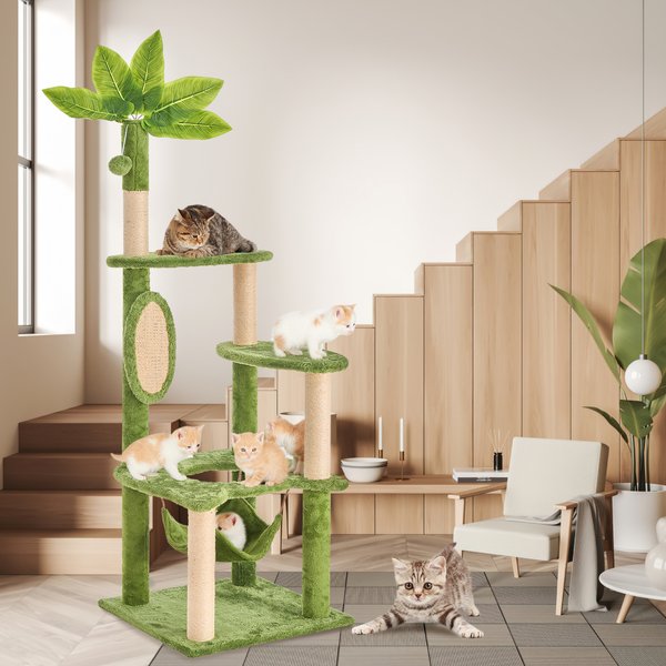 TSCOMON 55-in Plush Cat Tree with Hammock, Toy & Sisal Scratching Post