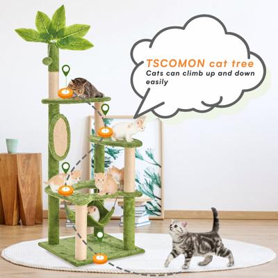 TSCOMON 55-in Plush Cat Tree with Hammock, Toy & Sisal Scratching Post