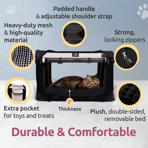 PetLuv Premium Soft-Sided Cat & Dog Carrier, Black, Large