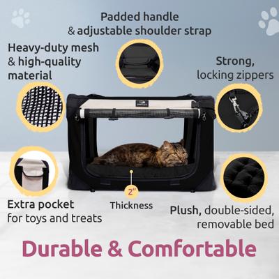 Show full view: PetLuv Premium Soft-Sided Cat & Dog Carrier, Black, Large slide 7 of 11