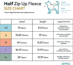 Gooby Half Zip Up Fleece Dog Vest, Turquoise, Medium slide 2 of 5