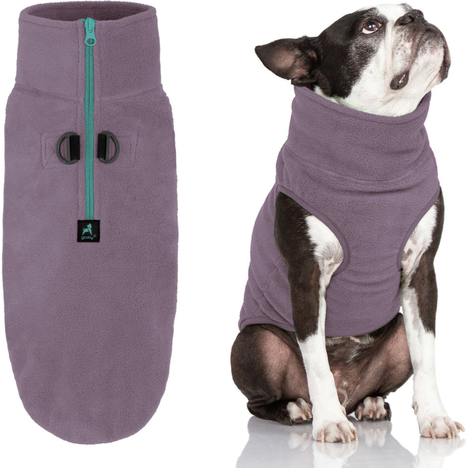 Gooby Half Zip Up Fleece Dog Vest, Violet, Medium