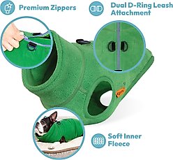 Gooby Half Zip Up Fleece Dog Vest, Green, Large slide 2 of 5