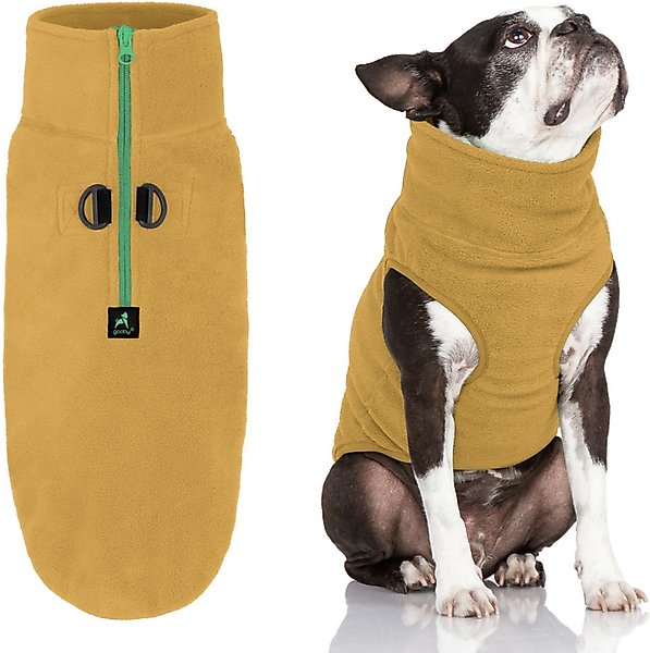 Show full view: Gooby Half Zip Up Fleece Dog Vest, Sand, Medium slide 1 of 5