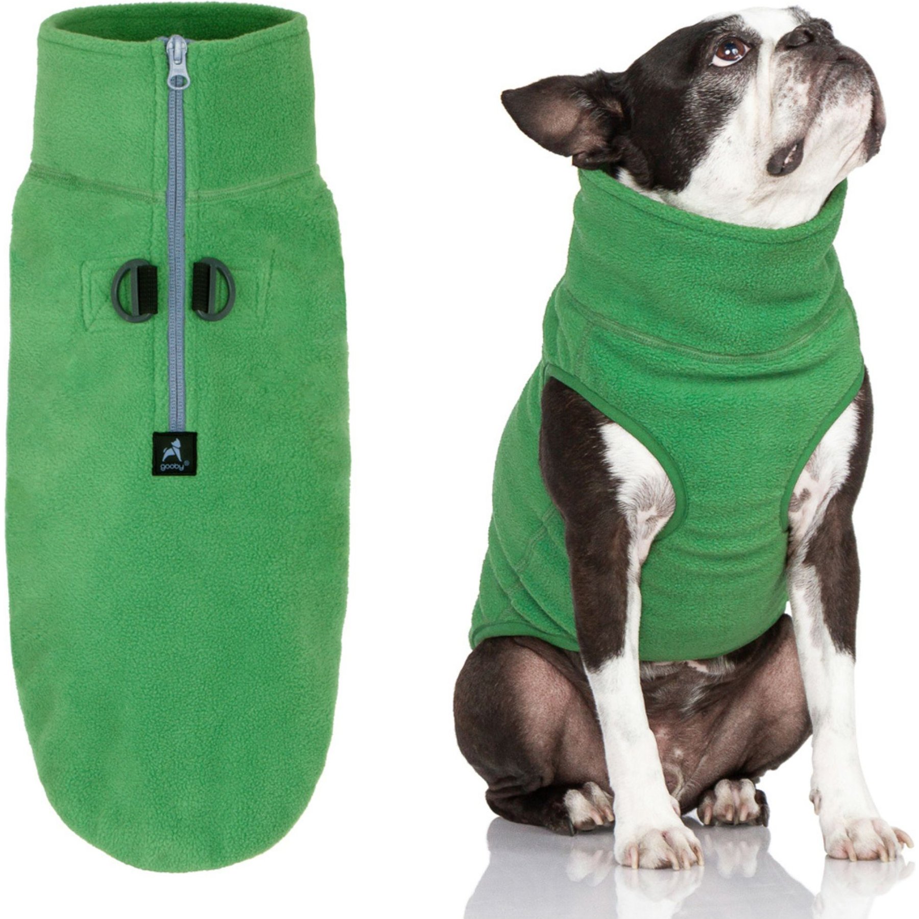 Gooby Half Zip Up Fleece Dog Vest, Green, Large