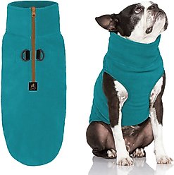 Gooby Half Zip Up Fleece Dog Vest, Turquoise, Small