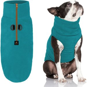 Gooby Half Zip Up Fleece Dog Vest, Turquoise, Small