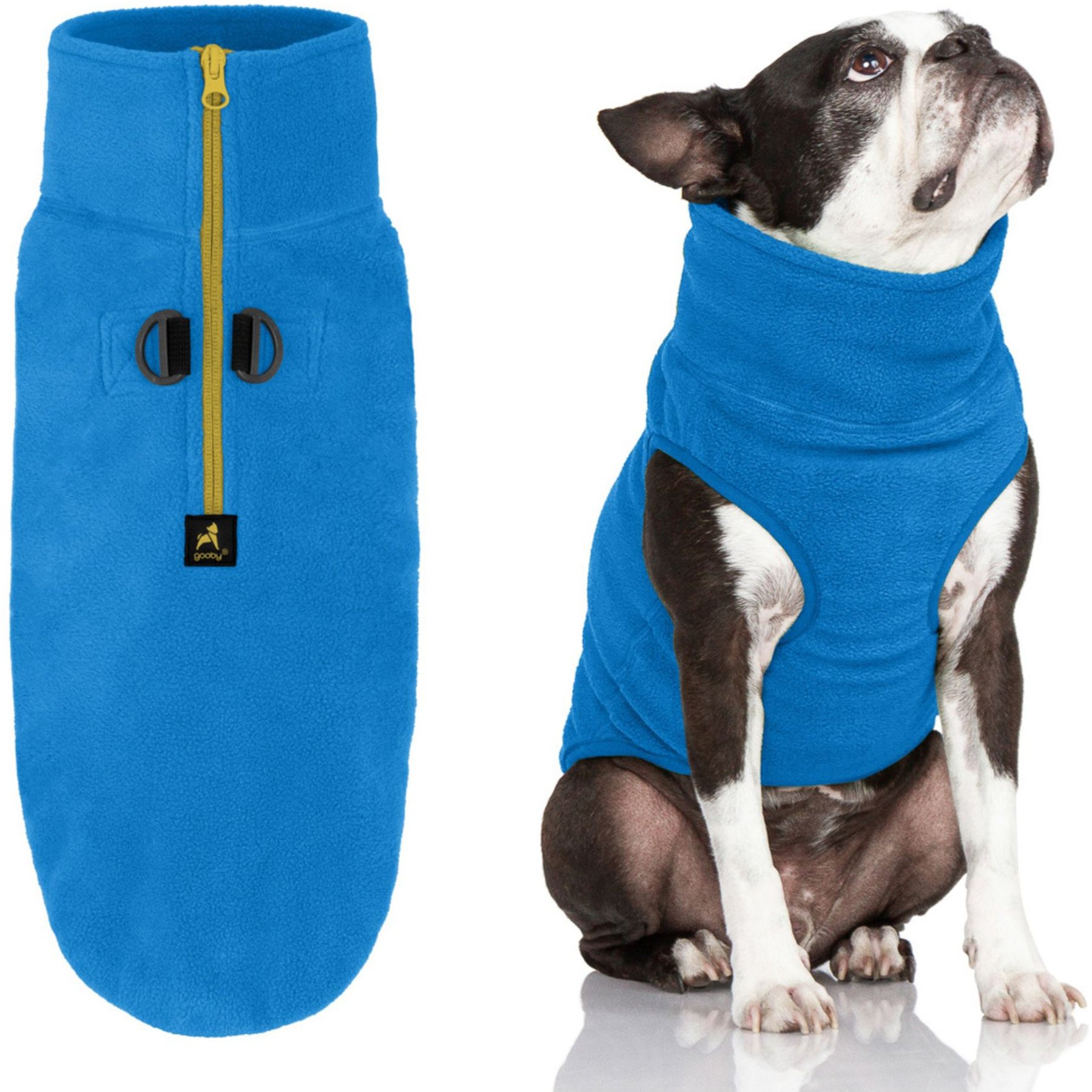 Gooby Half Zip Up Fleece Dog Vest, Blue, Medium