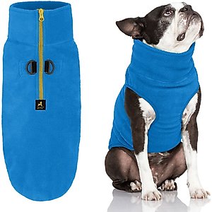 Gooby Half Zip Up Fleece Dog Vest, Blue, X-Small