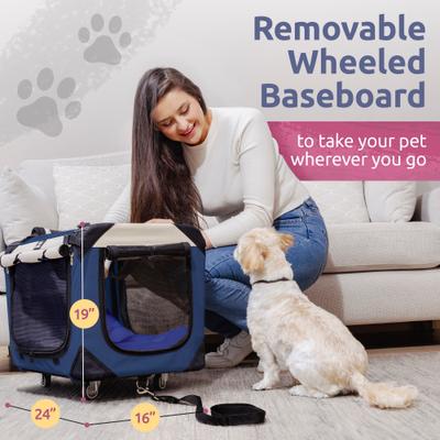 Show full view: PetLuv Premium Rolling Soft-Sided Cat & Dog Carrier on Wheels, Black, Large slide 3 of 11