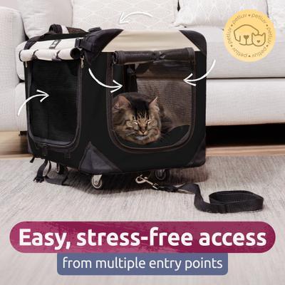 Show full view: PetLuv Premium Rolling Soft-Sided Cat & Dog Carrier on Wheels, Black, Large slide 5 of 11