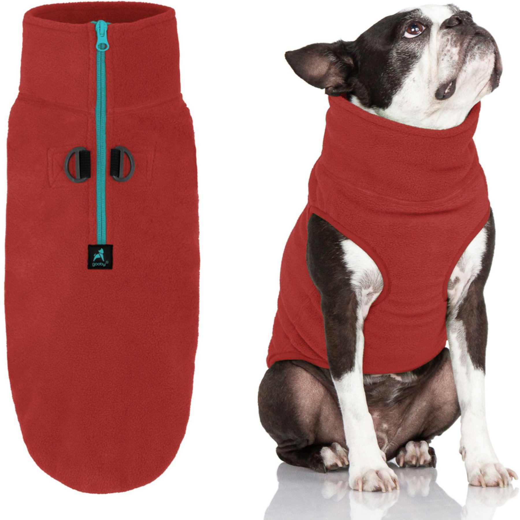 Gooby Half Zip Up Fleece Dog Vest, Burgundy, X-Small