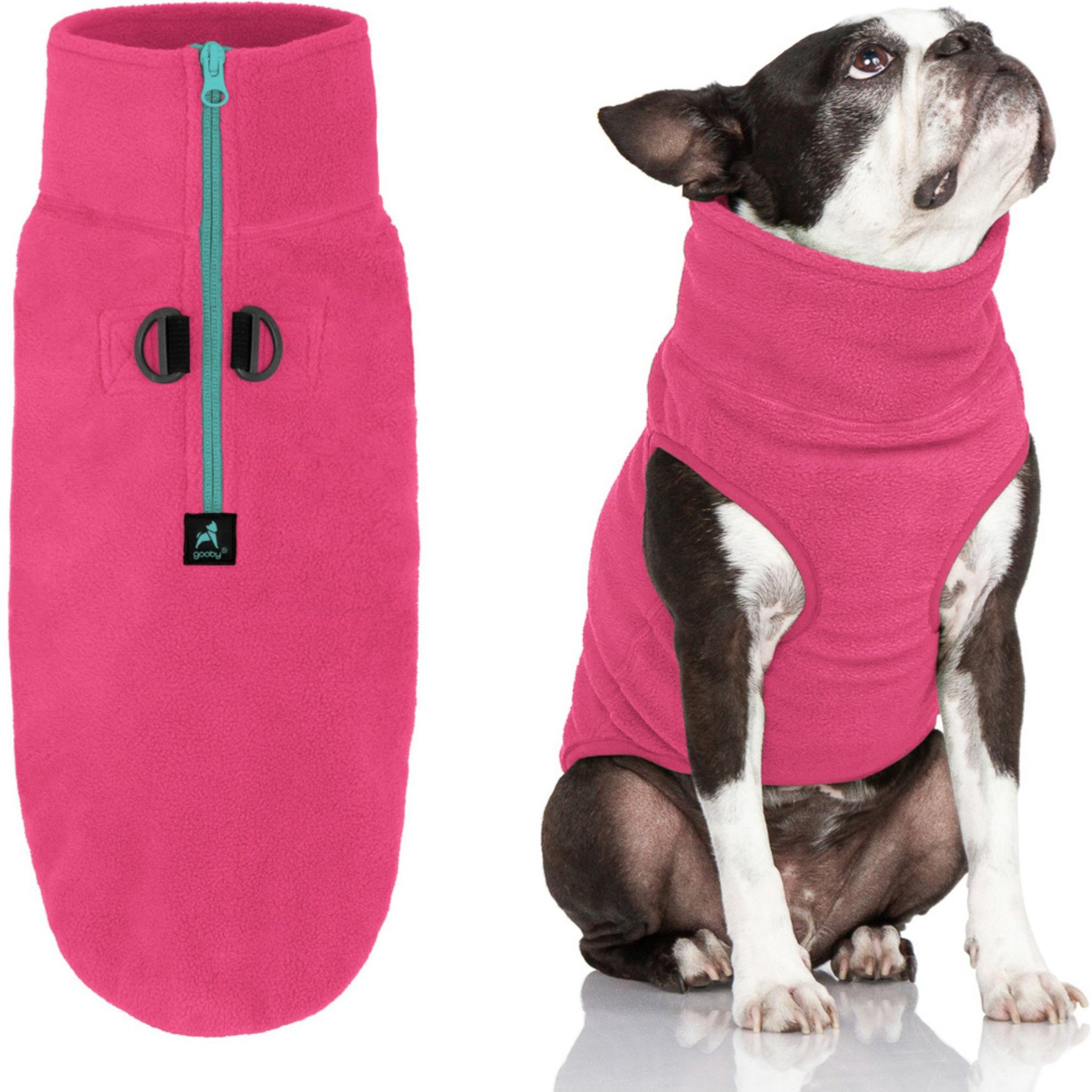 Gooby Half Zip Up Fleece Dog Vest, Pink, Large