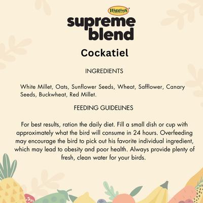 Show full view: Higgins Supreme Seed Cockatiel Food, 50-lb bag slide 4 of 5