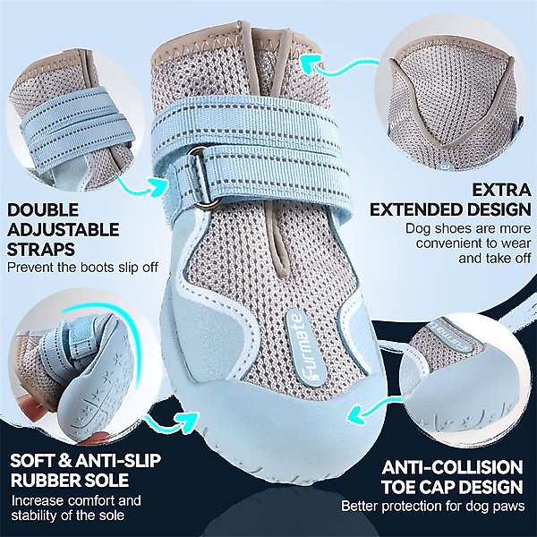 Show full view: Furmate All-Weather Dog Boots, Blue, 31to 40-lbs slide 3 of 7