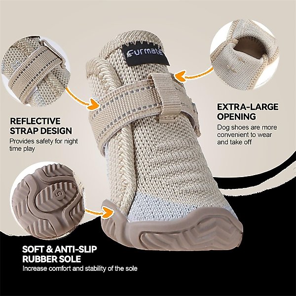 Show full view: Furmate All-Weather Dog Boots, Beige, 10 to 11-lbs slide 3 of 7