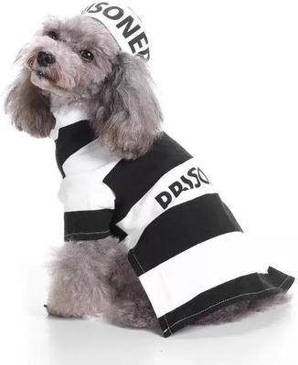 Show full view: Pet Life Striped Retro Inmate Prisoner Dog Costume Uniform, Small slide 2 of 7