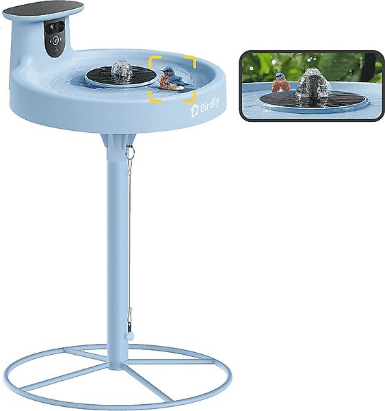 Show full view: Birdfy Solar Powered Smart Bird Bath with Camera AI Lifetime, Blue slide 1 of 10