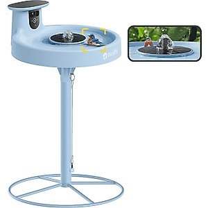 Birdfy Solar Powered Smart Bird Bath with Camera AI Lifetime, Blue