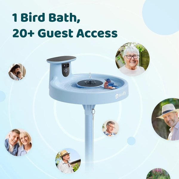 Show full view: Birdfy Solar Powered Smart Bird Bath with Camera, Blue slide 6 of 9
