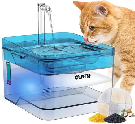 Show full view: PetNF Transparent Cat Water Drinking Fountain, Blue, 3-L slide 9 of 10