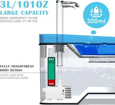 Show full view: PetNF Transparent Cat Water Drinking Fountain, Blue, 3-L slide 3 of 10