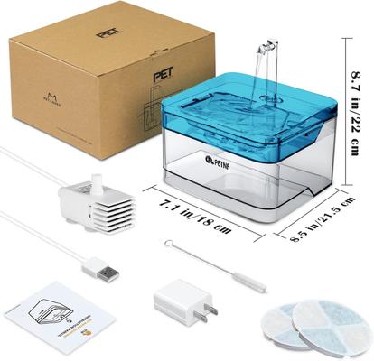 Show full view: PetNF Transparent Cat Water Drinking Fountain, Blue, 3-L slide 2 of 10