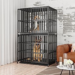 BingoPaw Heavy Duty Stackable Metal Dog Kennel, Black, Large