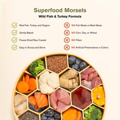 Show full view: Badlands Ranch Superfood Complete Raw Coated Morsels Wild Fish Dry Dog Food, 10-lb bag slide 7 of 9