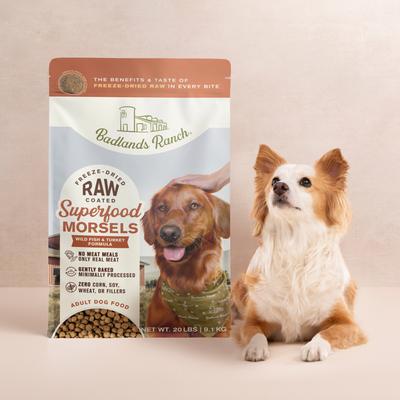 Show full view: Badlands Ranch Superfood Complete Raw Coated Morsels Wild Fish Dry Dog Food, 20-lb bag slide 5 of 9
