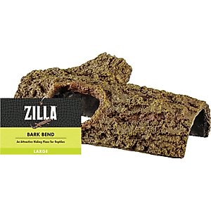 Zilla Bark Bends Habitat Decor Reptile Hideout, Large