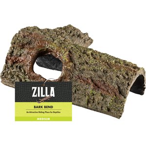Zilla Bark Bends Habitat Decor Reptile Hideout, Medium