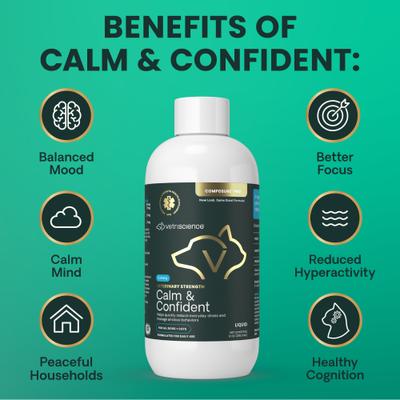Show full view: VetriScience Veterinary Strength Calm & Confident Composure Pro Liquid Calming Supplement for Dogs & Cats, 8-fl oz bottle slide 7 of 10