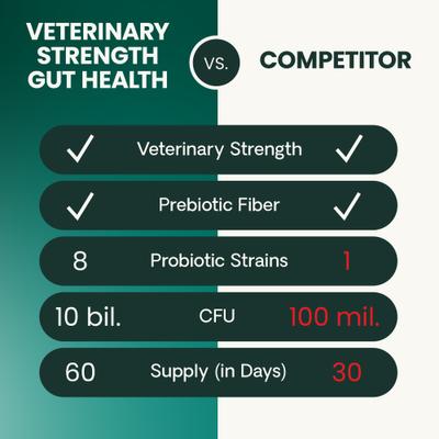 Show full view: VetriScience Veterinary Strength Gut Health Entero Flora Pro Powder Digestive Supplement for Dogs & Cats, 60-g jar slide 8 of 11