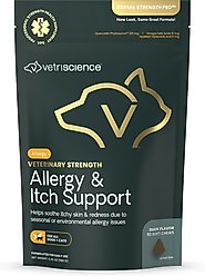VetriScience Veterinary Strength Allergy & Itch Support Derma Strength Pro Duck Flavored Soft Chew Allergy Supplement for Cats & Dogs, 90 count