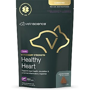 VetriScience Veterinary Strength Healthy Heart Cardio Pro Chicken Flavored Soft Chew Heart Supplement for Dogs & Cats, 60 count