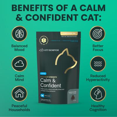 Show full view: VetriScience Veterinary Strength Calm & Confident Composure Pro Chicken Flavored Soft Chew Calming Supplement for Cats, 45 count slide 7 of 11