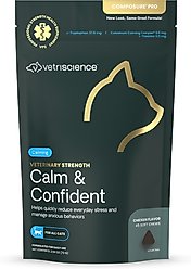 VetriScience Veterinary Strength Calm & Confident Composure Pro Chicken Flavored Soft Chew Calming Supplement for Cats, 45 count