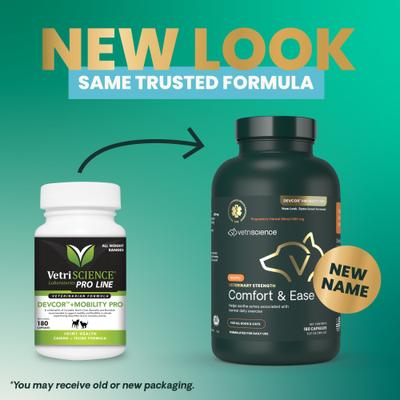 Show full view: VetriScience Veterinary Strength Comfort & Ease DevCor Mobility Pro Capsule Joint Supplement for Dogs & Cats, 180 count slide 3 of 11