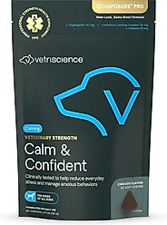 VetriScience Veterinary Strength Calm & Confident Composure Pro Chicken Flavored Soft Chew Calming Supplement for Dogs, 60 count