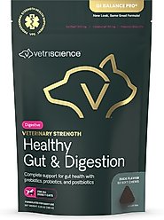 VetriScience Veterinary Strength Healthy Gut & Digestion Duck Flavored Soft Chew Digestive Supplement for Dogs & Cats, 60 count