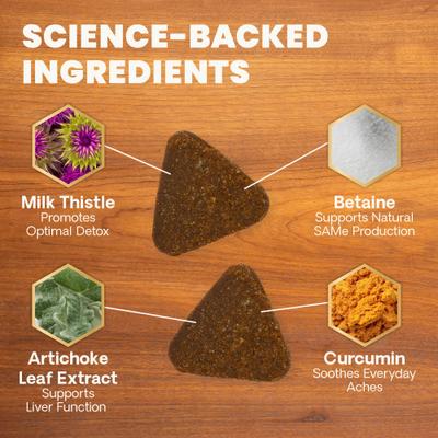 Show full view: VetriScience Veterinary Strength Liver Health Hepaticlear Pro Chicken Flavored Soft Chew Liver Supplement for Dogs, 60 count slide 5 of 10