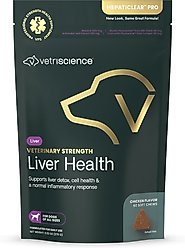 VetriScience Veterinary Strength Liver Health Hepaticlear Pro Chicken Flavored Soft Chew Liver Supplement for Dogs, 60 count